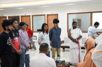 HH Swamiji interacts with students while touring the Campus